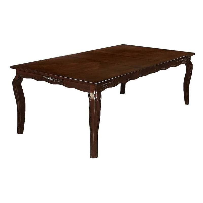 Viny 7pc Dining Table Set with 6 Fabric Chairs, Dark Walnut Solid Wood