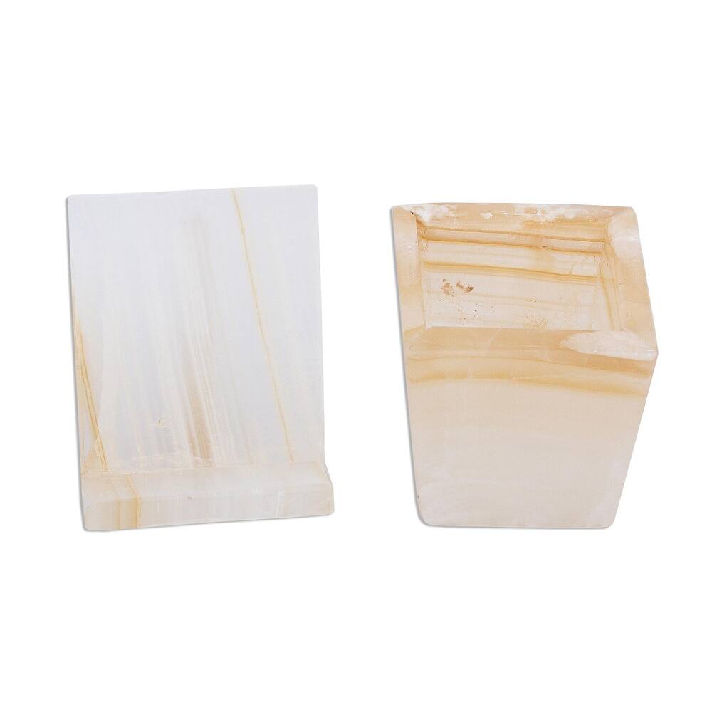 Novica Handmade Cream And Honey Onyx Desk Set