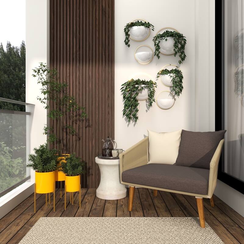 Metal Indoor Outdoor Planter with Removable Stand - Set of 3 Gold, Silver, Black, White, Teal, Yellow - Roche River Decor