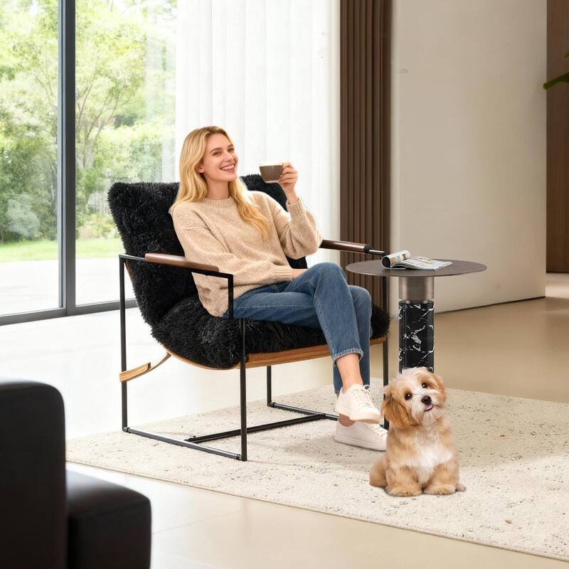 Lazy Chair - Rubber Wood Arms, Iron Frame (Living Room/Bedroom)