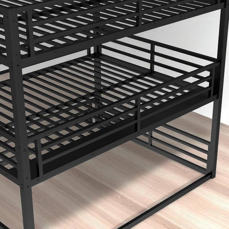 Triple Metal Bunk Bed with Safety Rails, Heavy-Duty Space-Saving Design