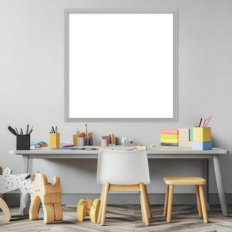 Amanti Art Silver Leaf Framed Dry Erase Magnetic Board