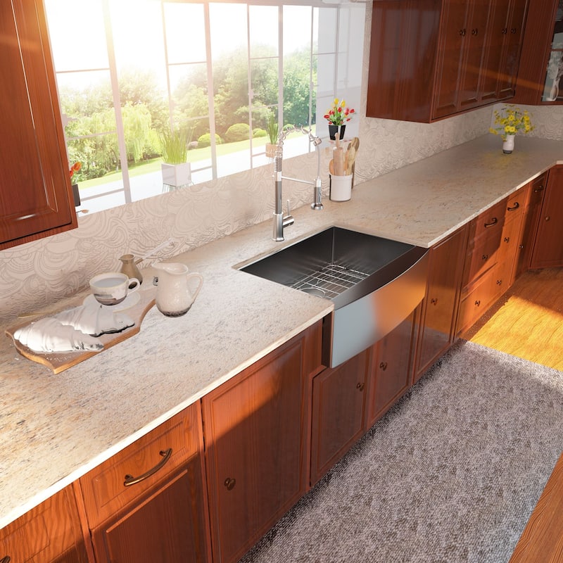 Lordear 24" Stainless Steel Sink Undermount Apron Front Single Bowl Bar or Kitchen Sink with Accessories