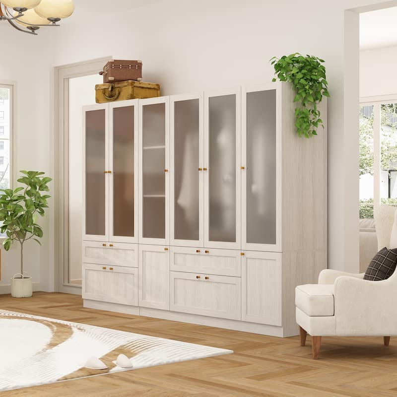 Combo Large Frosted Glass Closet: Versatile Wardrobe Options Armoires