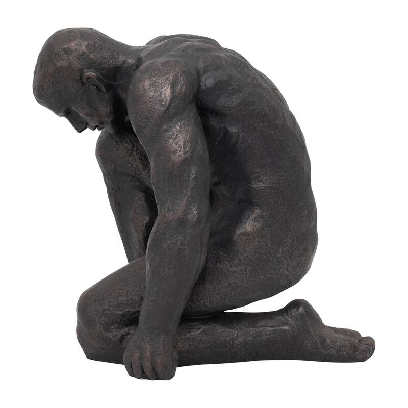 Kneeling Figurative Statue - 16", Black - 15" x 12.25" x 15" - Black - 15" x 12.25" x 15"