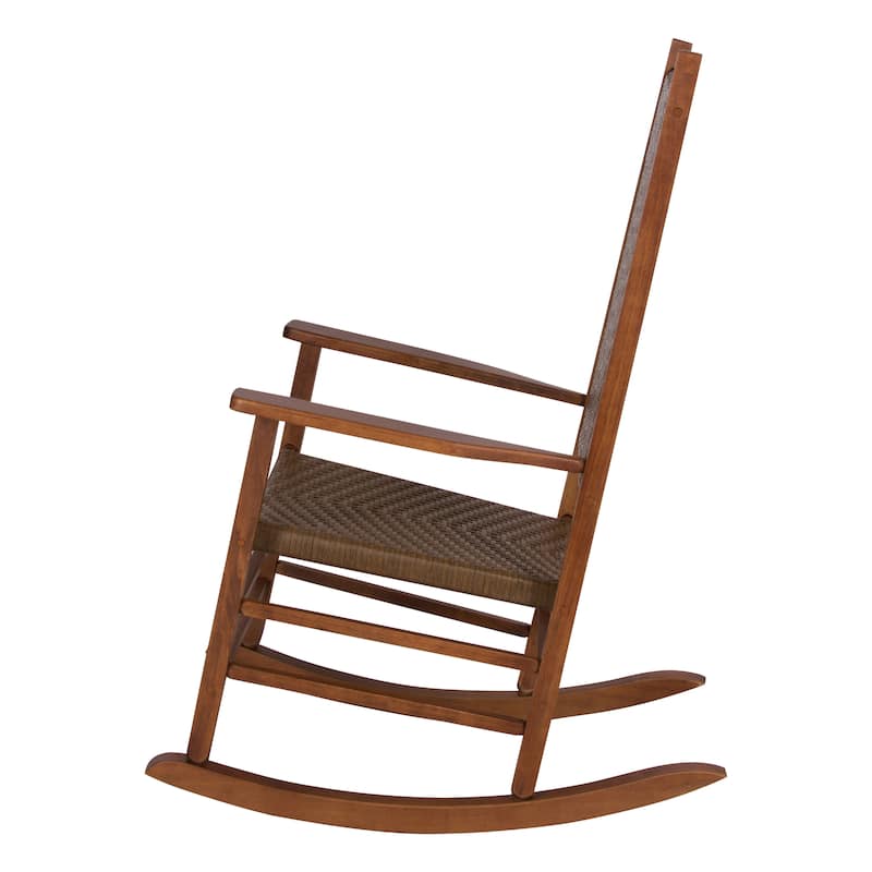 Marina Rattan and Wood Outdoor Patio Rocking Chair