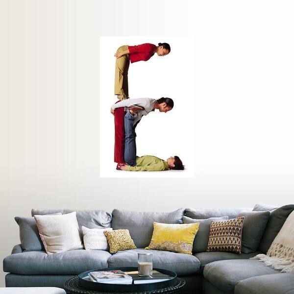 Shop Three Young Adults In Colorful Clothes Create The Letter E