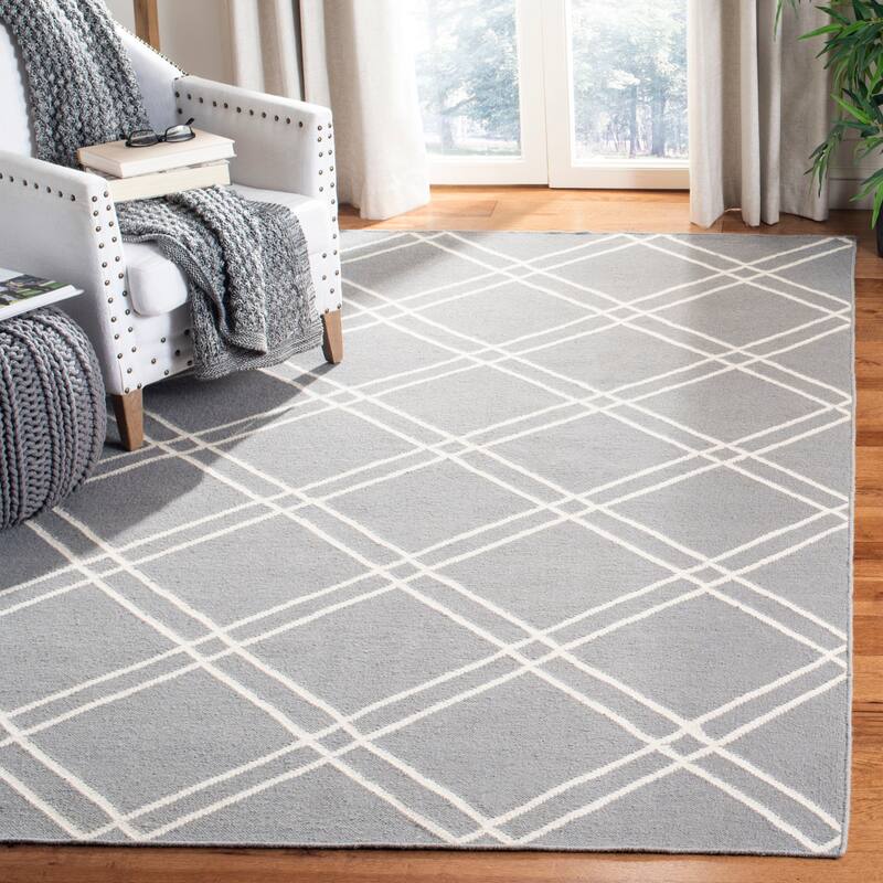 SAFAVIEH Handmade Flatweave Dhurries Preciosa Moroccan Wool Rug - 4' x 6' - Grey/Ivory