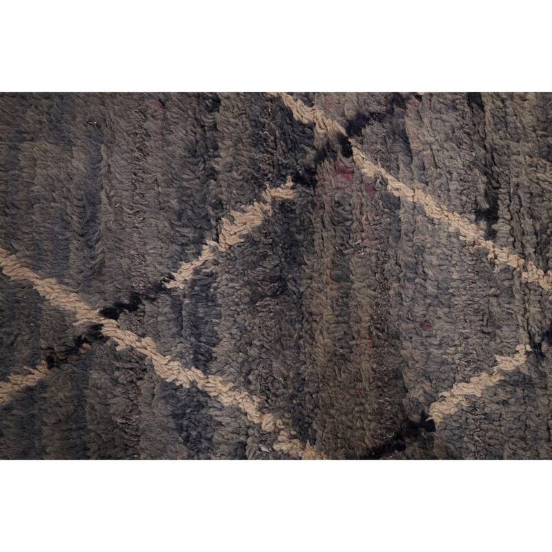 Grays & Blues Trellis Moroccan Area Rug Hand-Knotted Wool Carpet - 6'0" x 9'7"