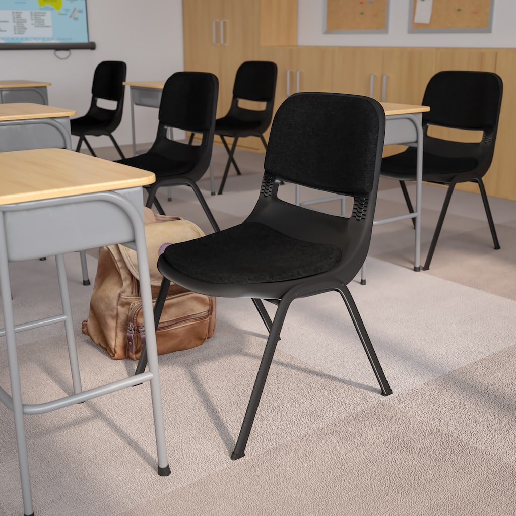 880 lb. Capacity Padded Ergonomic Shell Stack Chair with Metal Frame
