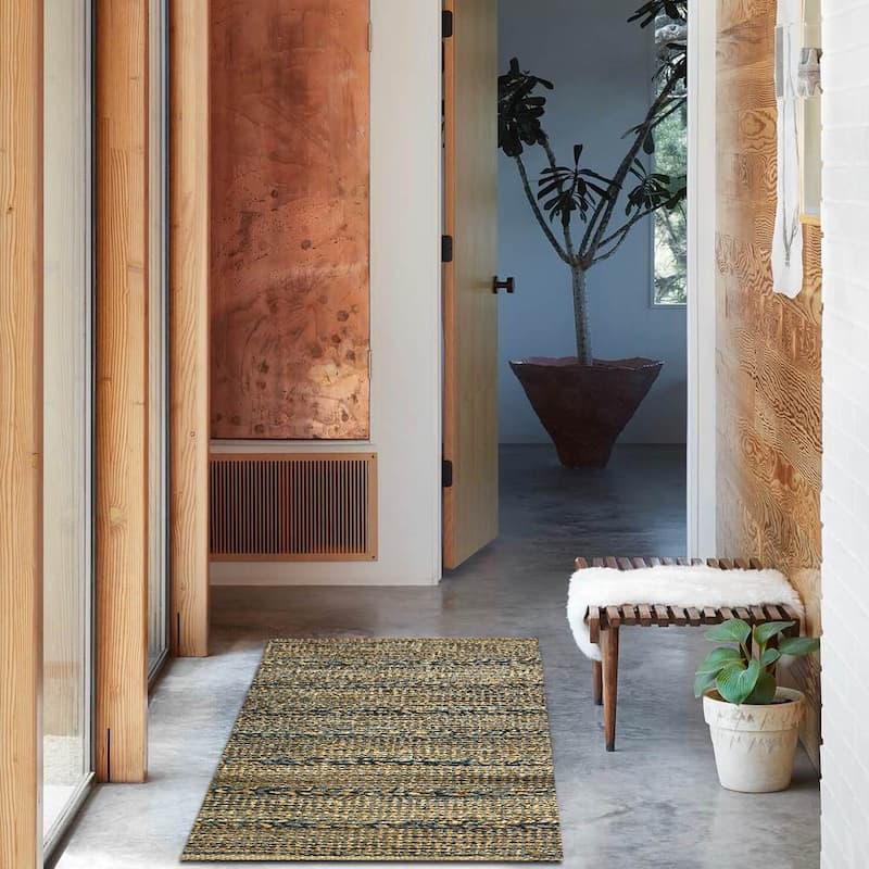 Sevita Hand-Woven Blue Braided Jute Rug