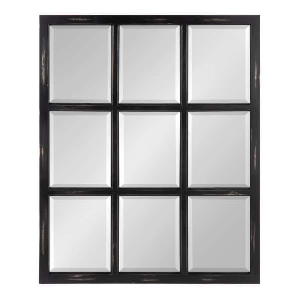 Kate and Laurel Hogan 9 Windowpane Wood Wall Mirror - 26x32 - Black