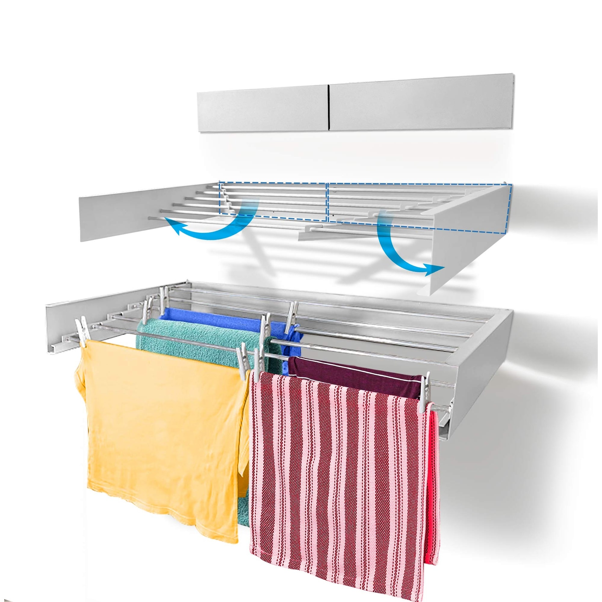 Laundry Drying Rack Wall Mounted Retractable Clothes Drying Rack 60lbs Capacity 20 Linear Ft with Wall Template Bed Bath Beyond 39924881