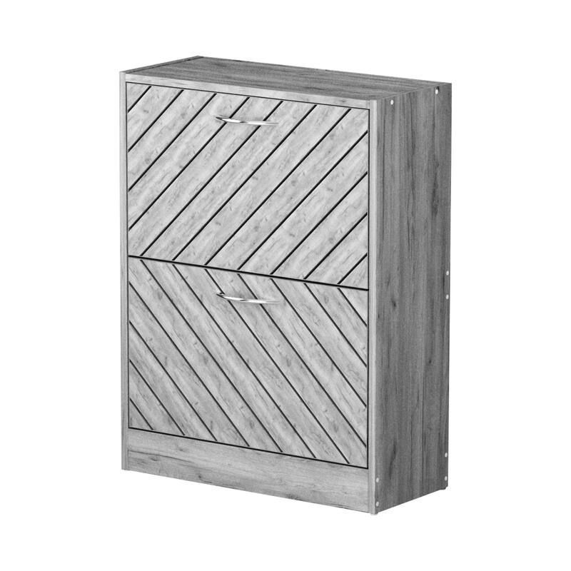 FUFU&GAGA Freestanding 2 Flip Drawers Shoe Cabinet Storage Organizer