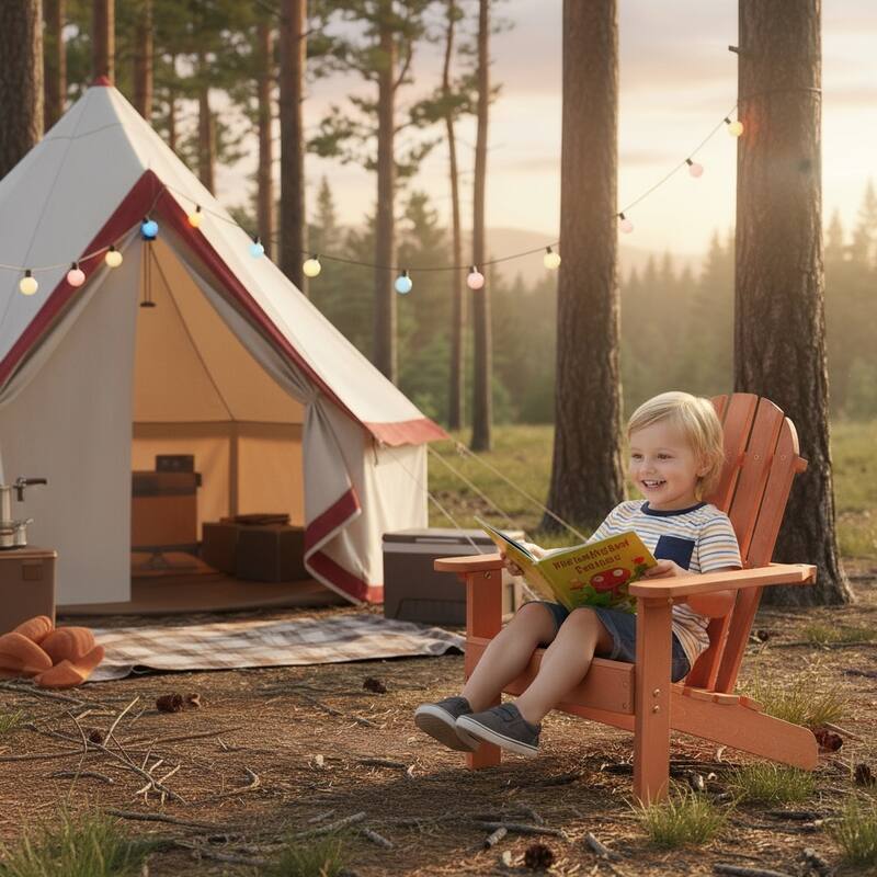 Anmytek Kids Foldable Adirondack Chair Solid Wood Outdoor Indoor Toddler Furniture