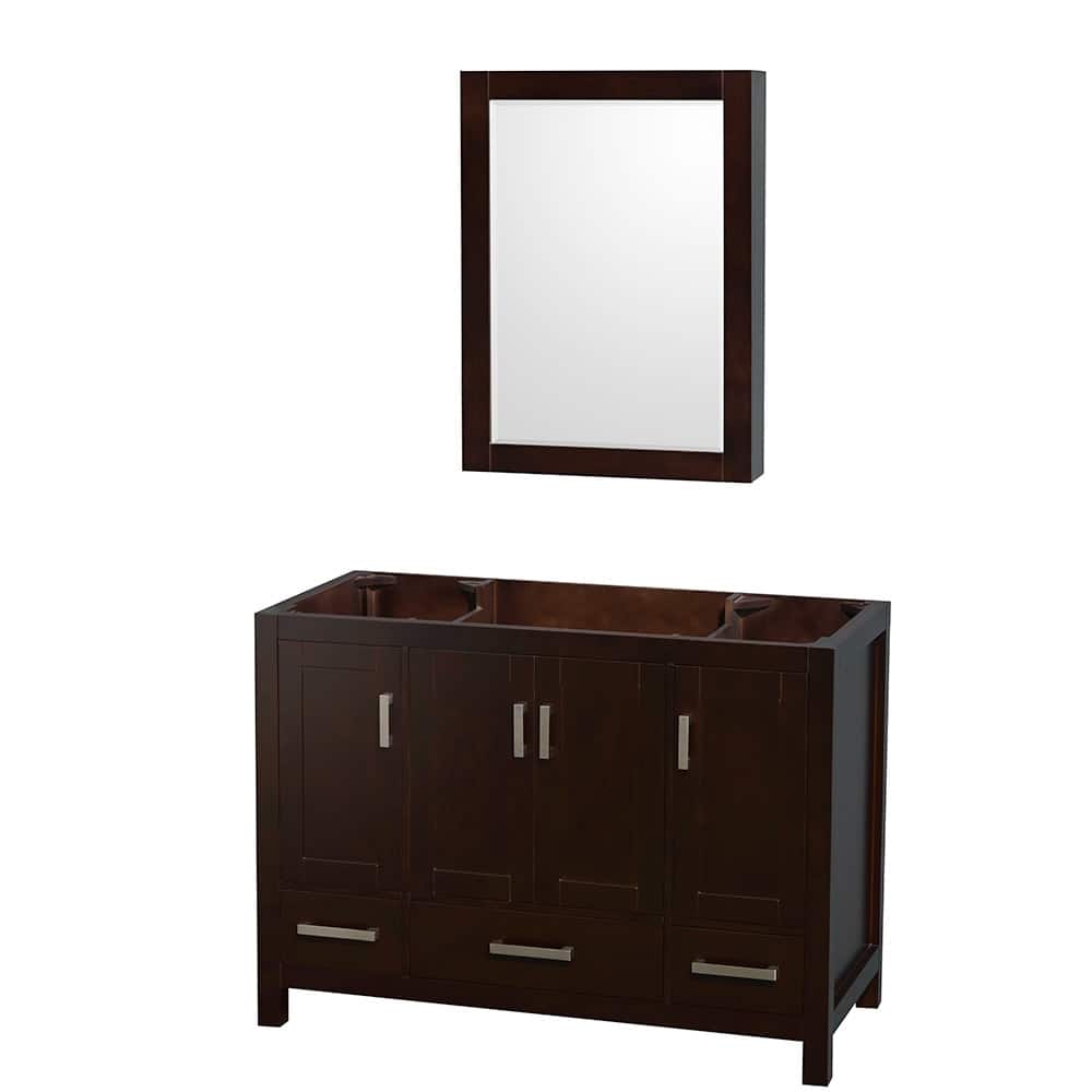 Wyndham Collection Sheffield 48" Hardwood Vanity Cabinet and Medicine