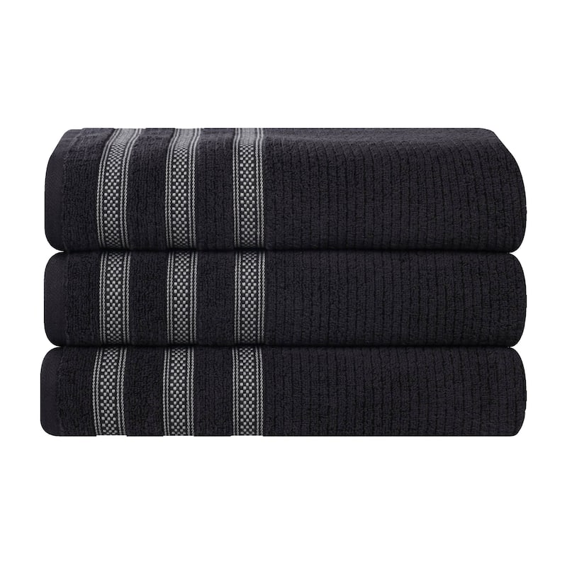 Superior Brea Zero Twist Cotton Ribbed Modern Bath Towel Set of 3