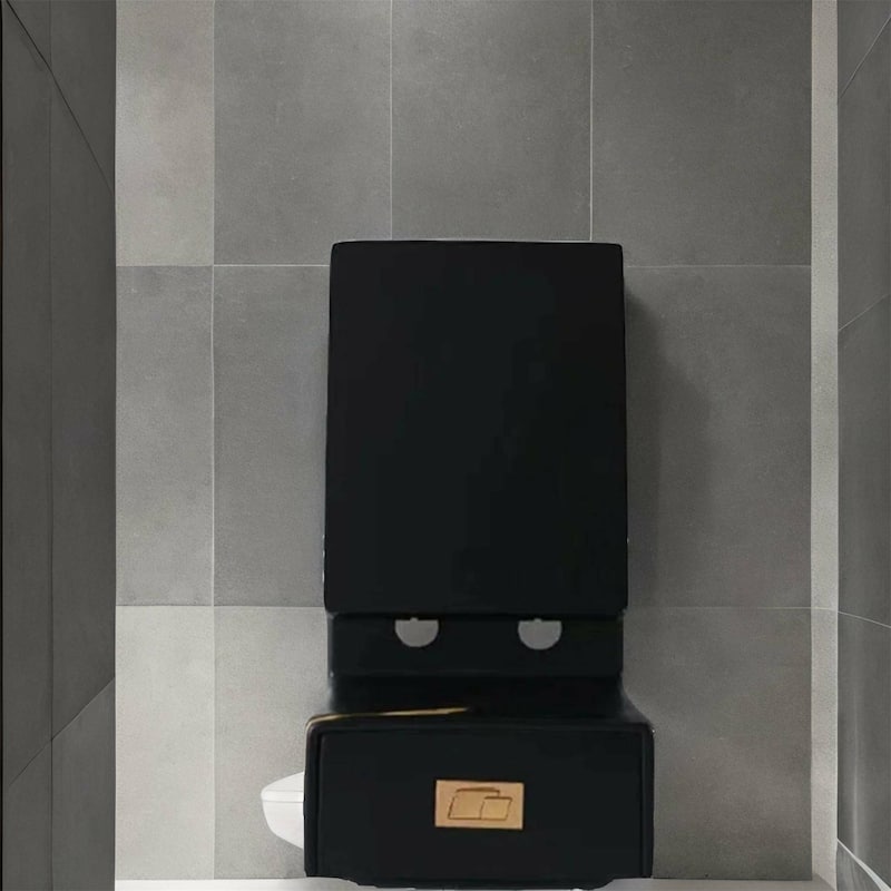 Black Ceramic One Piece Toilet with Seat