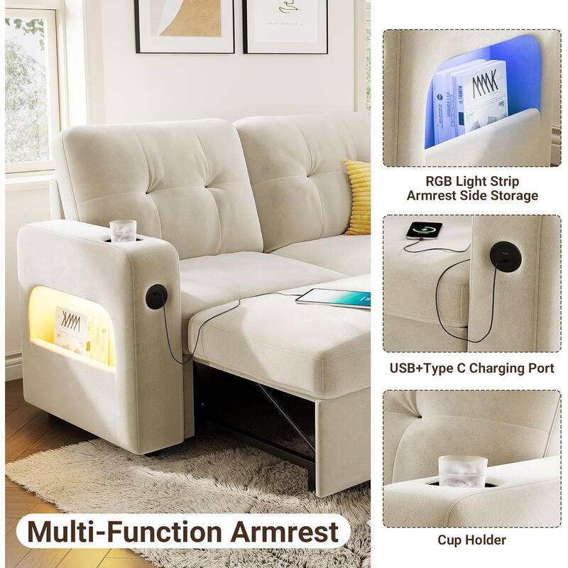 84" Sleeper Sofa Bed, Modular Sectional Cloud Couch with Reversible Storage Model