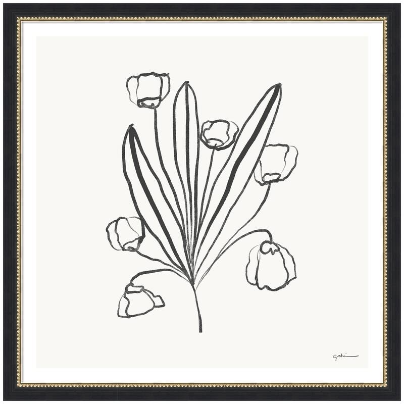 Kate and Laurel Floral Bouquet by Gabrielly Guedes Framed Wall Art Print - 26x26 - Black