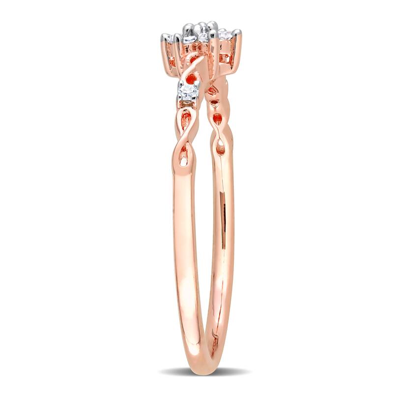 Miadora 1/10ct TDW Diamond Floral Promise Ring in Rose Plated Sterling Silver