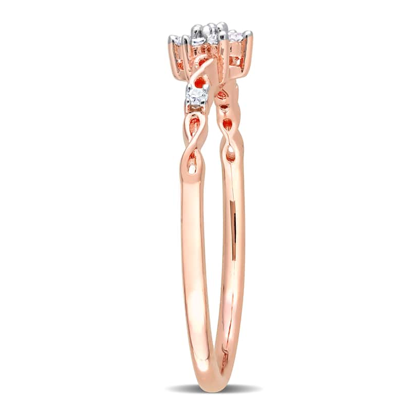 Miadora 1/10ct TDW Diamond Floral Promise Ring in Rose Silver