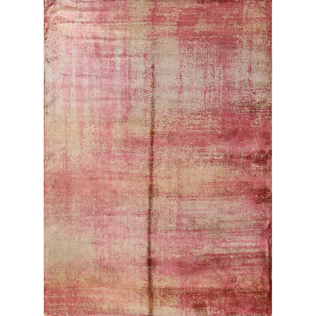 Contemporary Abstract Indian Area Rug Hand-Knotted Wool Carpet - 5'6"x 7'6"