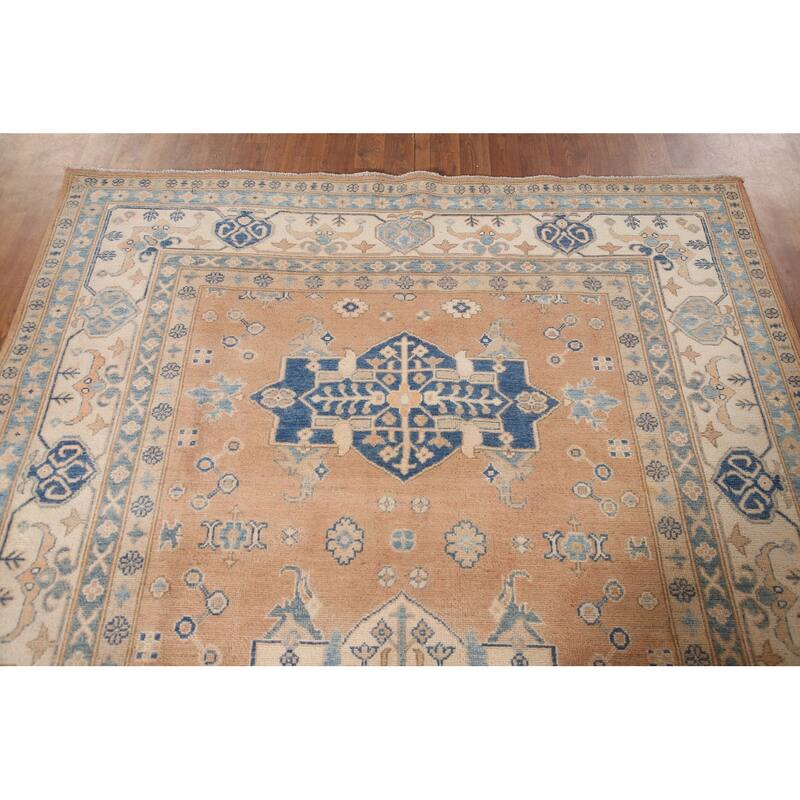 Geometric Kazak Area Rug Hand-Knotted Bedroom Wool Carpet - 5'11" x 8'9"