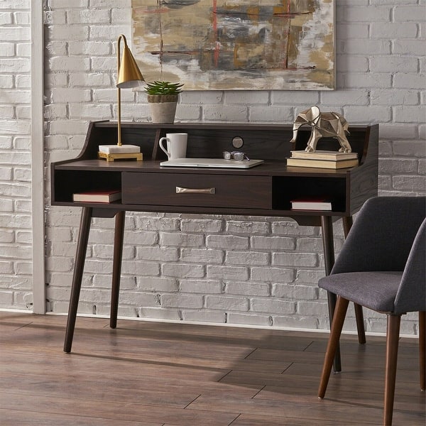 Mid Century Modern Finished Fiberboard Home Office Desk Wenge Bed Bath & Beyond 37214796