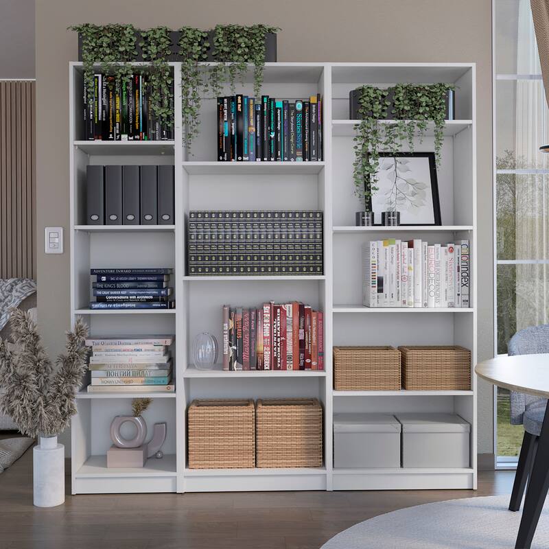Tuin 3 Piece Living Room Set with 3 Bookcases, White
