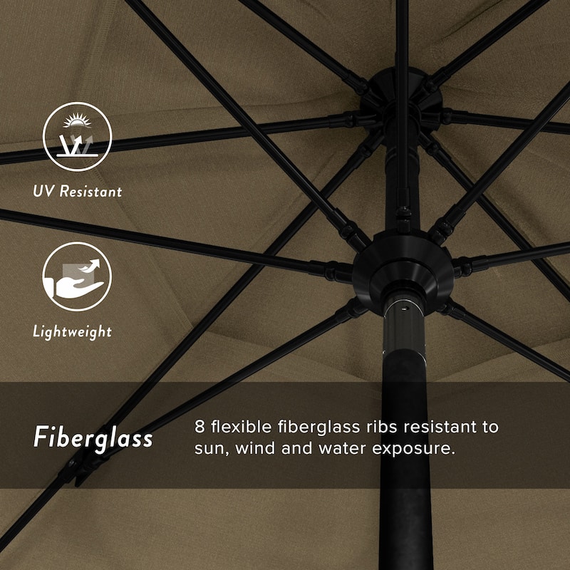 California Umbrella 11' Rd. Alum/Fiberglass Rib Patio Umb,Crank Lift/Collar Tilt, Dbl Wind Vent, Black Finish, Sunbrella Fabric