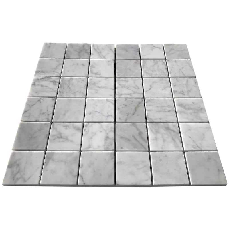 Carrara Marble 2" x 2" Grid Polished Mosaic Tile