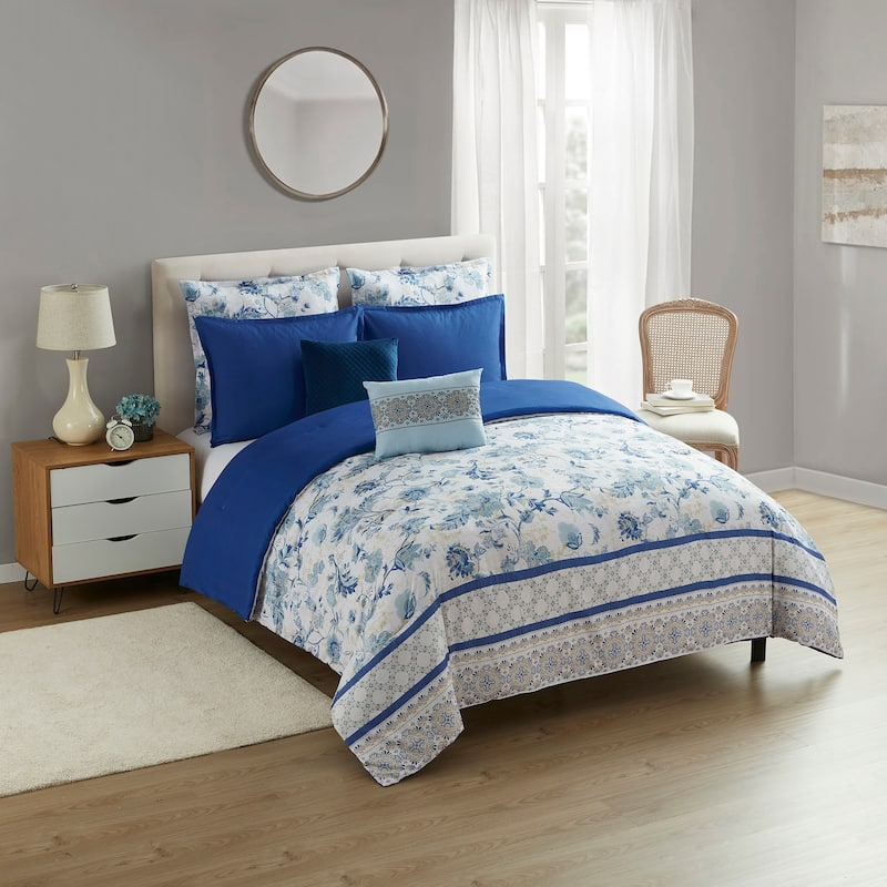 Margolis 7 Piece Floral Comforter Set - King