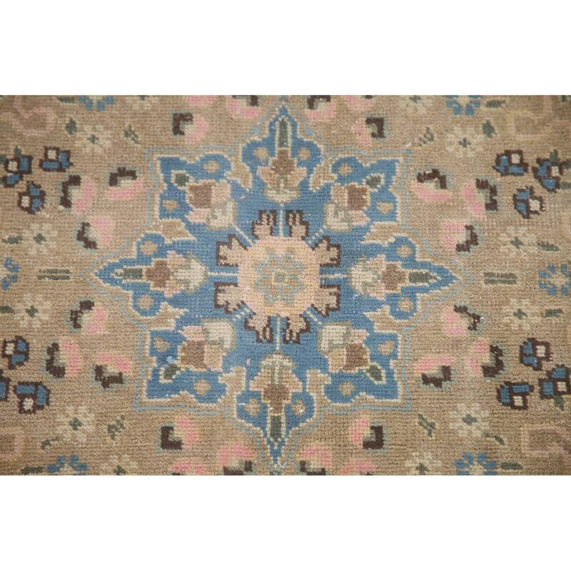 Hand Knotted Oriental 100% Wool Carpet Traditional Floral Yellow & Gold Mashad Area Rug - 12' 6'' X 9' 7''