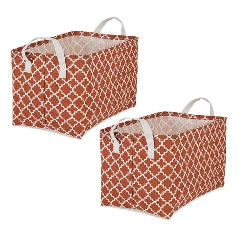 Cotton Polyester Laundry Bin Lattice Rectangle (Set of 2)