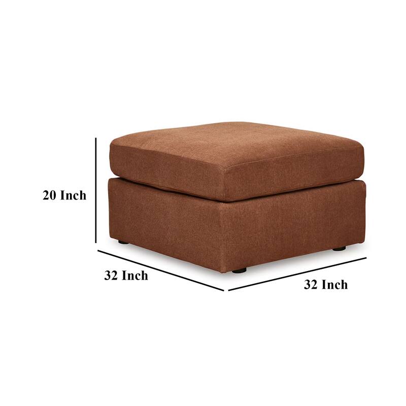 Meso Oversized Square Ottoman, Spice Orange Nuvella Polyester, 32 Inch