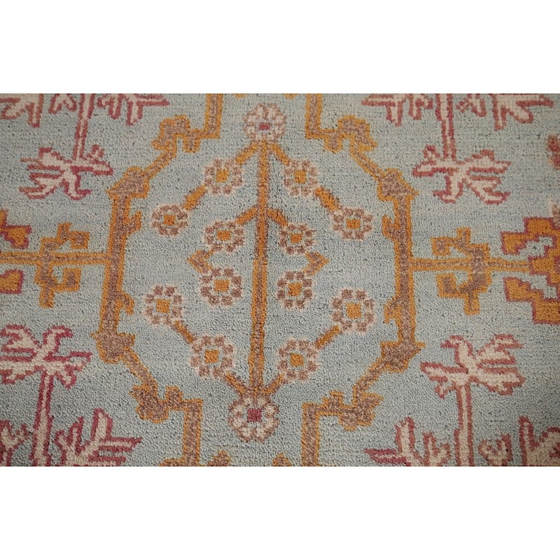 Light Blue Oushak Indian Area Rug Hand-Knotted Oriental Wool Carpet - 8'0"x 10'0"