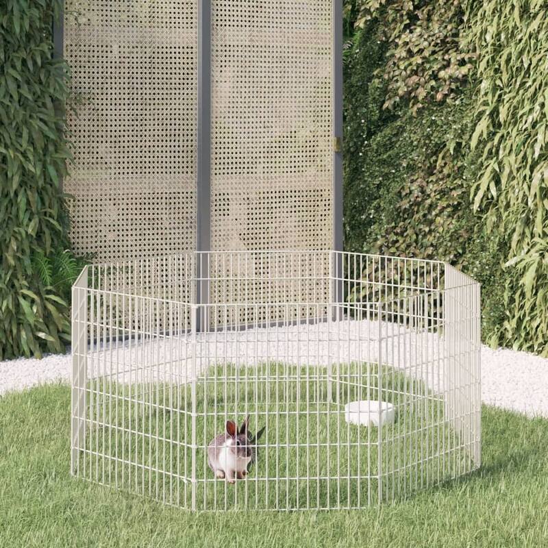 vidaXL Free Range Animal Enclosure Rabbit Hutch Free Range Pen Galvanized Iron - 21.3" x 23.6" 8-panel