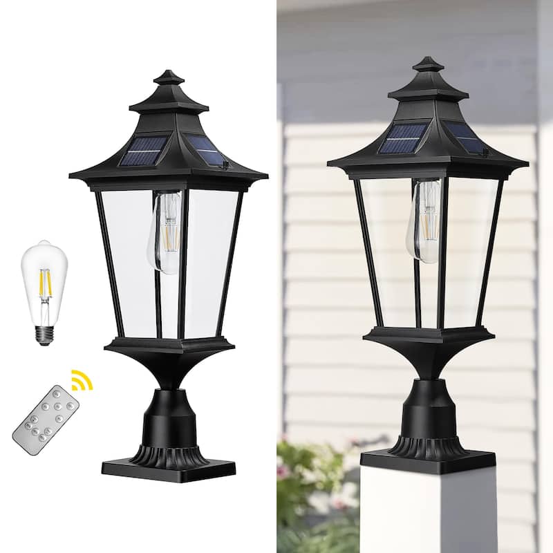 22 Inch Farmhouse Solar Lamp Post Light with Pier Mount