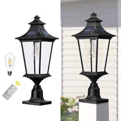 22 Inch Farmhouse Solar Lamp Post Light with Pier Mount