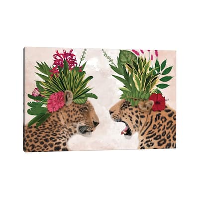 iCanvas "Hot House Leopards, Pair, Pink Green" by Fab Funky Canvas Print