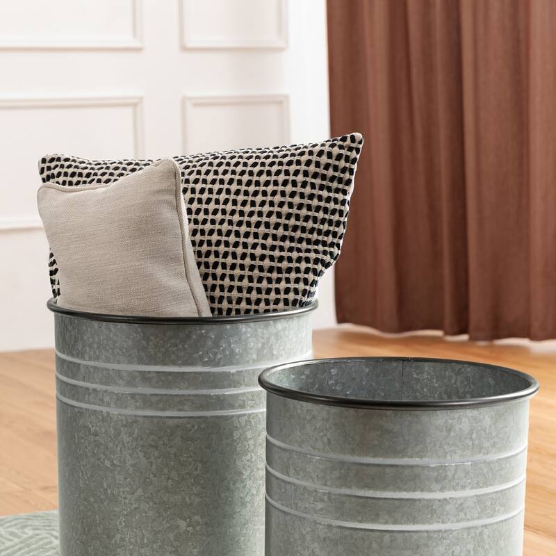 Glitzhome Set of 2 19" H Farmhouse End Table Storage Ottoman