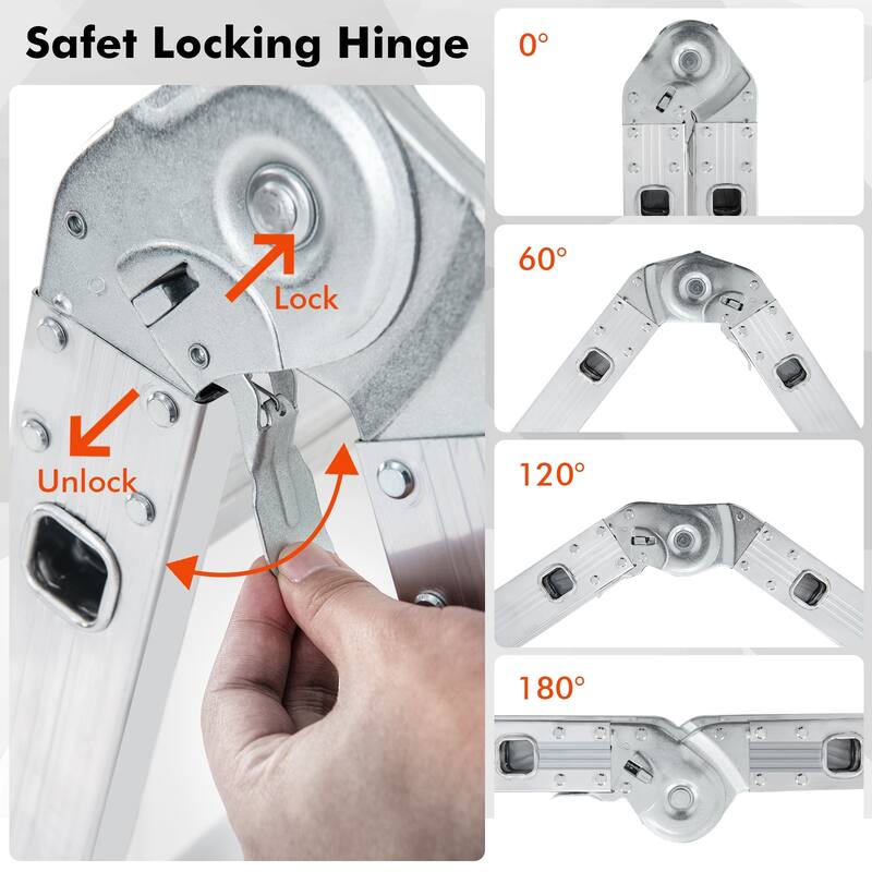 Gymax 7-in-1 Multifunctional Ladder w/Safe Locking Hinge & Anti-Skid