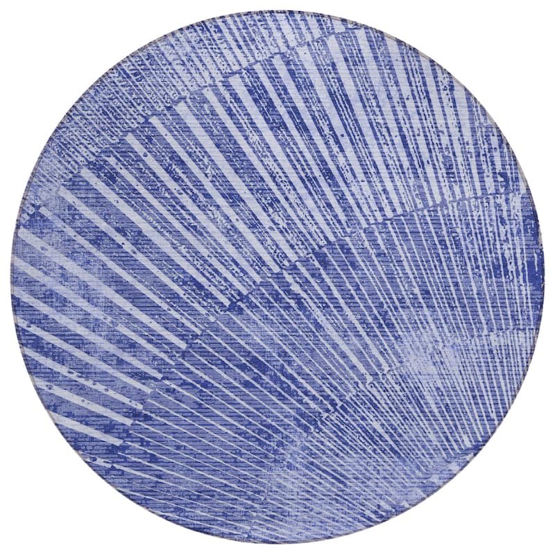 Machine Washable Indoor/ Outdoor Modern Fan Chantille ARug