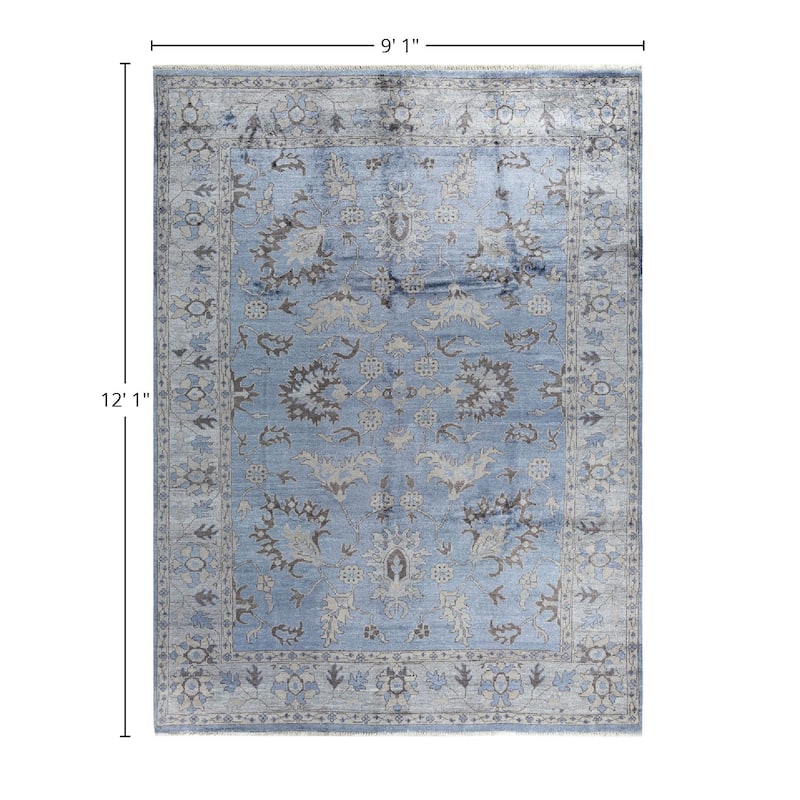 Modern One-of-a-Kind Hand-Knotted Area Rug - Purple, 9' 1" x 12' 1" - 9' 1" x 12' 1"