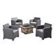 preview thumbnail 3 of 19, Folsom Outdoor 4-Seater Chat Set with Wood Burning Fire Pit by Christopher Knight Home