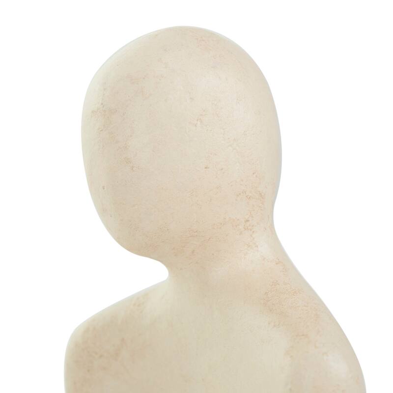 Paper Mache People Nesting Sculpture with Black Accent Piece - Set of 2 Cream - Roche River Decor - 3"W x 9"L x 12"H