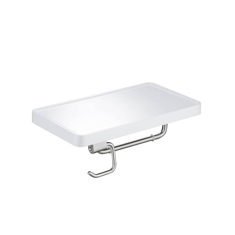 Bathroom Brushed Nickel Hardware Accessory Wall Mounted Tissue Holder with Shelf - Single Roll