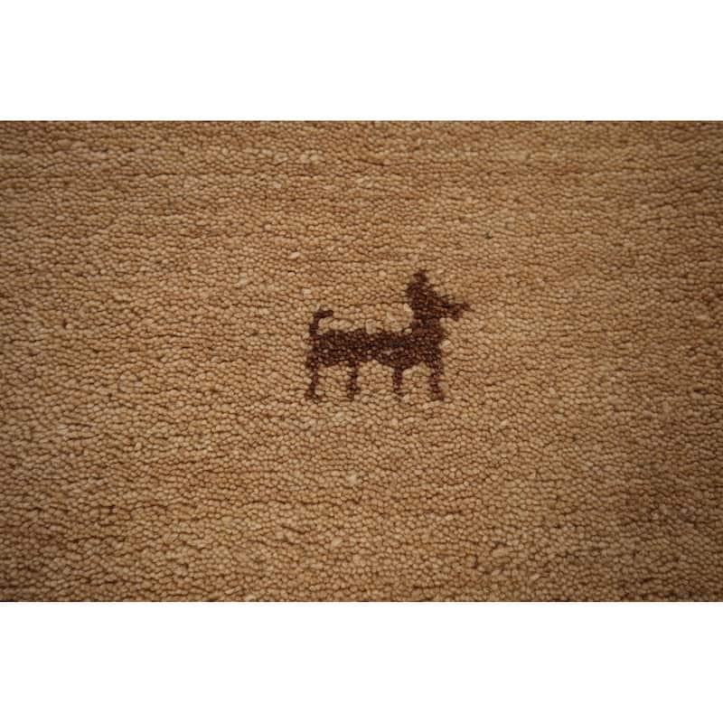 Little Animals Gabbeh Oriental Runner Rug Hand-Knotted Wool Carpet - 2'6"x 9'7"