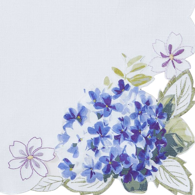 Spring Hydrangea Floral Cutwork Placemats, Set of 4 - 13x19